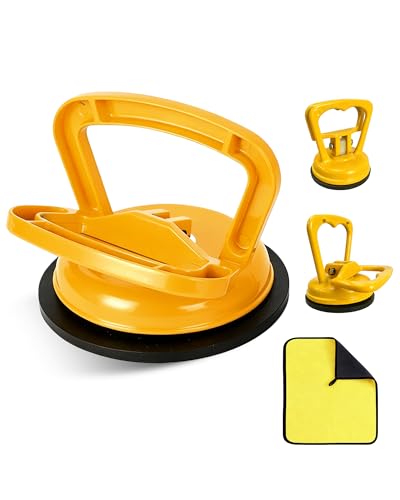 3 Pack Metal Dent Puller Kit, Car Dent Repair Kit with Aluminum Alloy Handle, Heavy Duty Dent Remover Tool for Car, Essential Paintless Dent Removal Kit for Hail Damage and Glass Moving（Yellow） - color: F/3PCS Metal Suction Cup