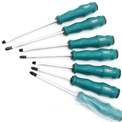Extra Long Total 14 Inches/360mm Length Slotted Flat Screwdriver Magnetic Demolition Screwdriver Shank S2 Steel With Ergonomic Handle (10 Inches, Flat)