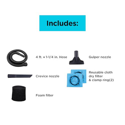 BLACK+DECKER 2.5 Gallon Shop Vac, 3 HP Wet Dry Vacuum with Powerful Suction, Portable for Garage Car and Home Use, Pet Hair Cleaning, Accessories Included, BDXV18134PA - size: 2.5 Gallon 3 HP