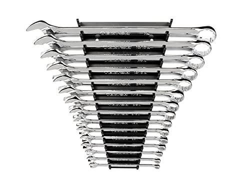 TEKTON Combination Wrench Set with Rack, 15-Piece (1/4-1 in.) | WCB92106 - size: 15-pc. (1/4-1 in.), style: Rack
