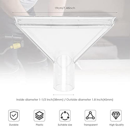 Extractor Tool Large Clear Head for Upholstery & Carpet Cleaning, Car Detailing Vacuum Wand for Portable Extractors A, 19cm, White