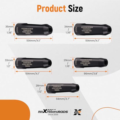 maXpeedingrods 5Pcs 12090 Fuel Line Socket Set, 3/8" Drive Ratchet Fuel Injection Flare Nut Socket 17mm 19mm 21mm 22mm 24mm, for Audi VW BMW Ford Cummins Engines