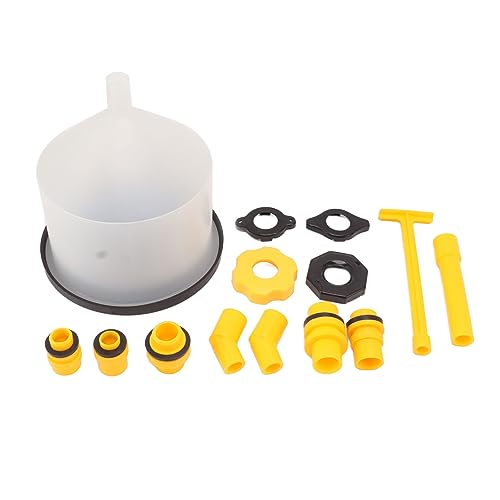 15Pcs Radiator Coolant Filling Funnel Kit, Spill Proof Coolant Fill Kit, Universal Cooling System Fill Kit with Rotary Switch and Extension Rod for Hard to Reach Areas, Reinforced