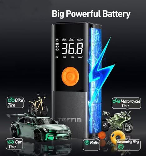 Tire Inflator Portable Air Compressor, Air Pump for Car with Pressure Gauge,Tire Inflator for Car Motorcycle Bike Pump