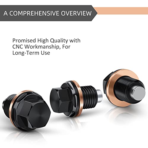 M14 x 1.5 Magnetic Oil Drain Plug T6 Aviation Aluminum with Crush Washer Gasket Compatible with Ford GM Hyundai KIA and More Select Models - size: M14 x1.5 Plug