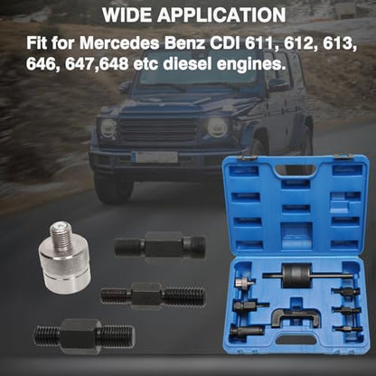 ReluxGo Engine Tools Diesel Injector Extractor Puller Kit Common Rail Tool Slide Hammer Puller Adaptors Fit for Mercedes Benz