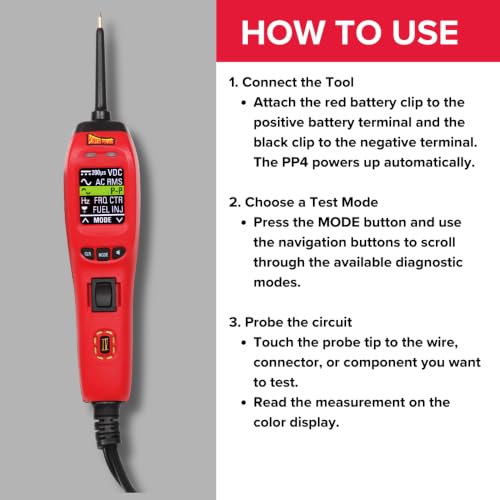 Power Probe 4 Circuit Tester with Multi-Meter Functions (PP401AS) - color: Red