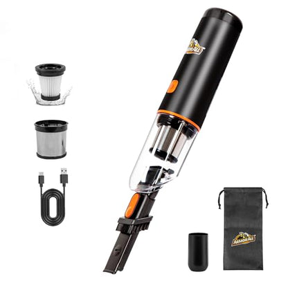 Armor All AA07V2 0901 Cordless Car Vacuum Handheld Mini Vacuum Cleaner for Car Interior Home, Orange - style: Cordless
