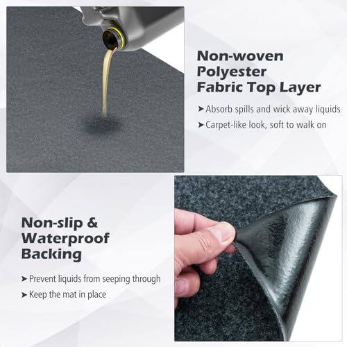 Tangkula 17' x 7.4' Garage Floor Mat, Absorbent Oil Spill Parking Mat for Under Car, Reusable & Washable Garage Flooring Rug, Protects Garage & Shop Floor, Non Slip & Waterproof Backing, Includes Tape