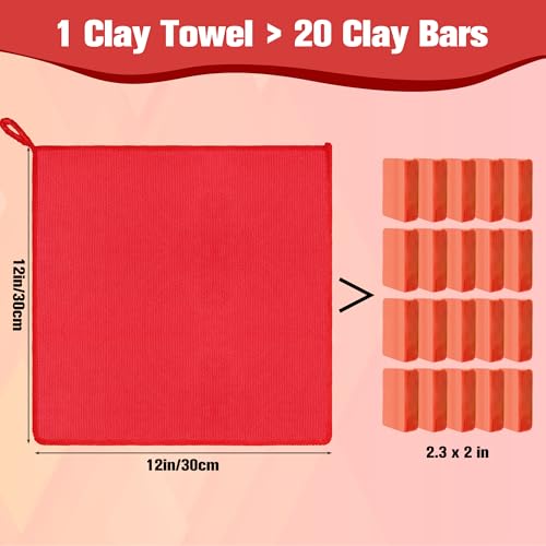 1 Pack Clay Towel 12 x 12 Inch, Red Clay Bar Towel for Detailing | Clay Decontamination Towel for Car Paint, Reusable Synthetic Clay Bar Towel for Smooth Washing - color: Red