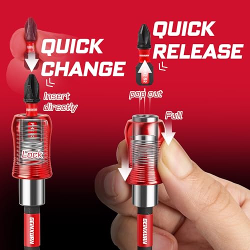 Geinxurn 12” Impact Screwdriver Bit Holders, 5PCS Magnetic Extension Quick-Change Socket Drill Bit Holder Cr-V SteelHex Shank Quick Release Drill Bit Guide - size: 12"