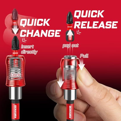 Geinxurn 12” Impact Screwdriver Bit Holders, 5PCS Magnetic Extension Quick-Change Socket Drill Bit Holder Cr-V SteelHex Shank Quick Release Drill Bit Guide - size: 12"