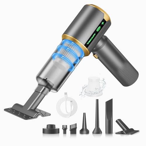 Handheld Car Vacuum Cleaner: Cordless Vacuum with 𝐁𝐫𝐮𝐬𝐡𝐥𝐞𝐬𝐬 𝐌𝐨𝐭𝐨𝐫, 𝟏𝟔𝟎𝟎𝟎𝐏𝐚 Strong Suction & HEPA Filter, Type-C Charging for Home Office Car - Ink Black - color: Ink Black