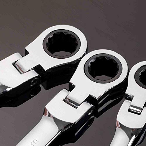 Qnkaa 8pcs Flexible Ratchet Wrenches Set SAE 5/16” to 3/4“ Inch Standard Spanners Gear Ring Ratcheting Combination Flexi Wrench Kit Flex Flexible Head - size: SAE 8pcs