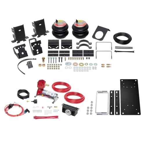 TrendsAuto Firestone Airide Red Label Rear Air Springs Kit & Air Command Heavy Compressor with Dual Analog Gauge System fits 2011-2016 F250 F350 | Includes TrendsAuto Decal - size: Dual Path (Analog Only)