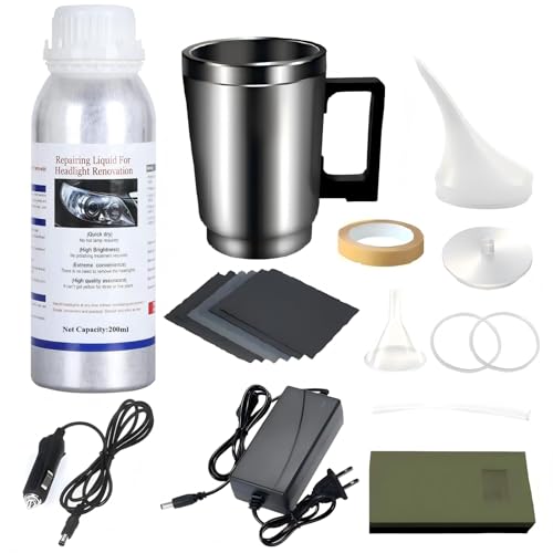 Headlight Repair kit,car Headlight Lens polishing Repair Tool with 200ml car Headlight Repair Fluid, Used to Remove Yellowing, Haze, and Oxidation from taillights and Fog Lights - size: XL