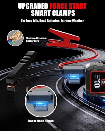 Jump Starter, Car Battery Jumper Starter Portable, Jump Box Battery Booster with 3 Modes Flashlight, Jumper Cables with Gloves - color: 6500A+EVAbag Jumper Cables