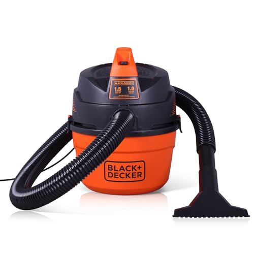 BLACK+DECKER Shop Vacuum Wet and Dry, Small Shop Vac with Accessories, 1 Gallon 1.5 Peak HP, Wall Mount Mini Vacuum for Garage, Home and Pet, 60CFM (BDXV18101P-1H) - size: 1 Gallon