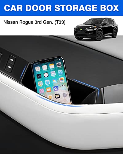 Autorder Door Side Storage Box for 2021-2025 Nissan Rogue Accessories Door Organizer Handle Pocket Insert Tray Copilot Armrest Phone Container with Black Mat(Note:Just Fit Copilot Passenger Seat Only)