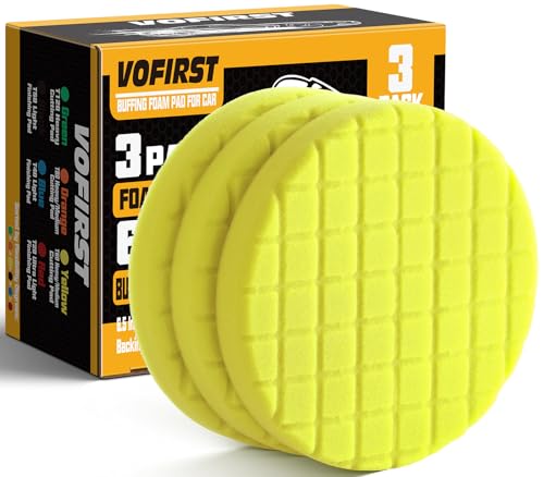 Foam Polishing Pads 6.5 Inch, 3Pcs Yellow Heavy Medium Cut Buffing Pad Set for Car Waxing Paint Care - color: Yellow, size: 6.5 - Inch