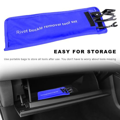 3PCS Car Clip Removal Tool, Auto Trim Upholstery Pry Tool Kit Fastener Rivet Remover with Storage Bag, Door Panel Clip Pliers Set Dashboard Repair Tools for Sedan Truck SUV (Blue) - color: Blue