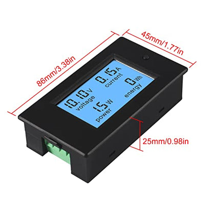 DC 6.5-100V 0-100A 12V 24V 36V 48V 60V 72V Volt Amp Watt Meter LCD Display Digital Current Voltage Power Energy Meter Multimeter Ammeter Voltmeter with 100A 75mV Current Shunt Pack of 2