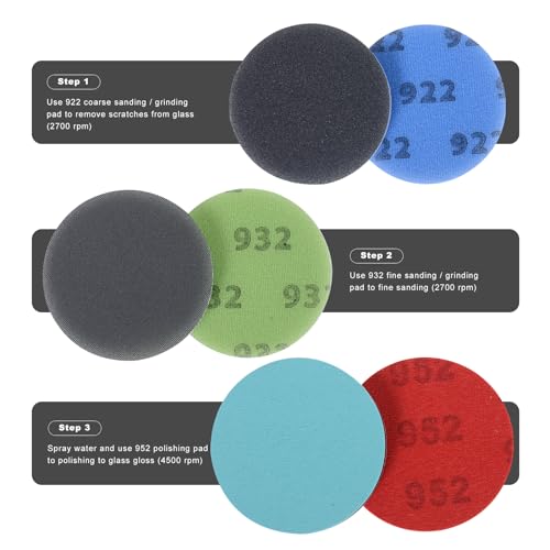 Glass Scratch Repair Kit, 5 Inch Silicon Carbide Mesh Sanding Pads Set - 3PCS Coarse/Fine/Polishing Pads forTempered Glass, Shower Screen Repair, Reusable Anti-Clog - style: 5inch