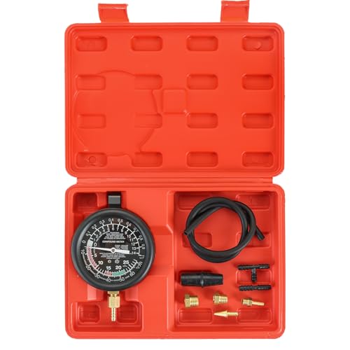 Vacuum and Fuel Pump Tester Gauge Kit | Gauge Leak Carburetor Pressure Diagnostics Tool Kit (Red) - color: Red