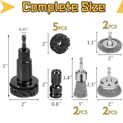 Wheel Hub Cleaning Tool, Brake Rotor Resurfacing Kit - 5 Pads & Coarse Carbon Steel Crimping Wire Wheel Brush, Rust Removal Tool for Car Repair
