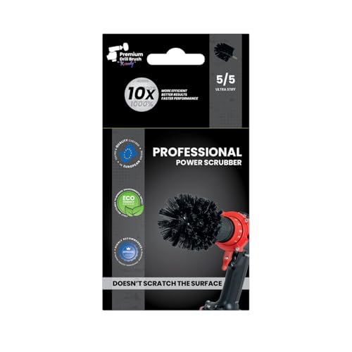 Premium Drill Brush Professional – Ultra-Stiff 3.5 in Black | Scratch-Free Heavy-Duty Cleaning Brush for Concrete, Brick, Stone, Metal, Masonry, Garage, BBQ Grills, Rust and Construction Tools - color: Black, size: 3,5in