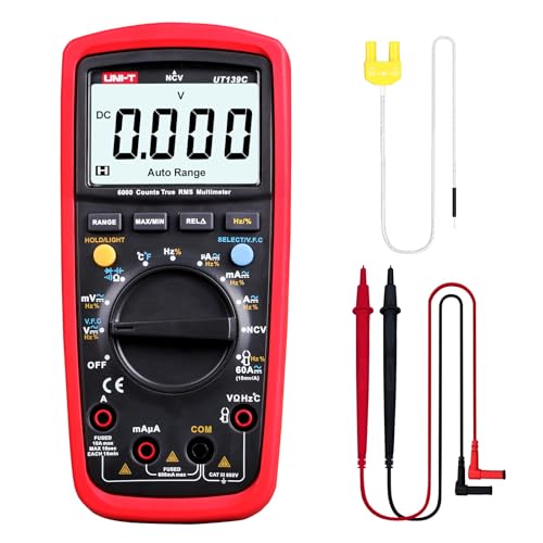 UNI-T Digital Multimeter Tester UT139C, Voltage Meter Tester Capacitance Meter Frequency TRMS 6000 Counts Auto/Manual Ranging - size: UT139C