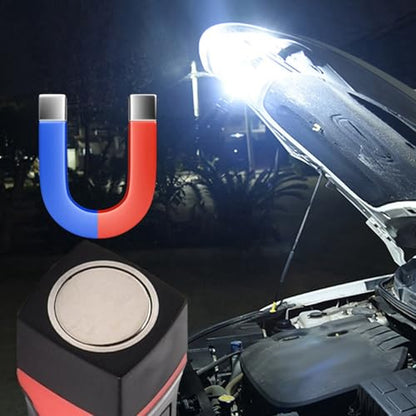 Okhugogo 2X Detachable Neck Light Rechargeable, LED Work Light with Magnetic Base, Hands Free Mechanic Light, Around Neck, Black&Red