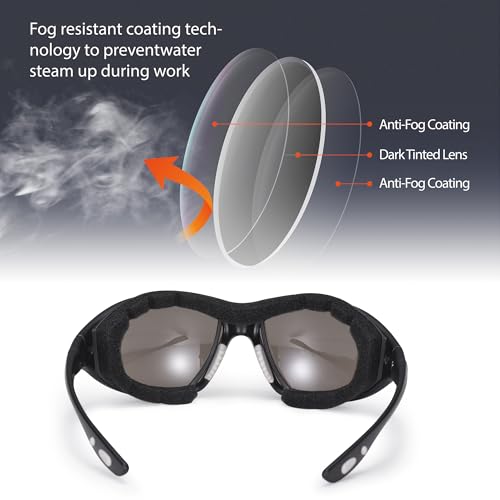 SAFEYEAR Anti Fog Safety Glasses- SG002 Clear Scratch Resistant Work Glasses No-Slip Safety Goggles Lab Grinding Chemistry - color: Smoke Lens
