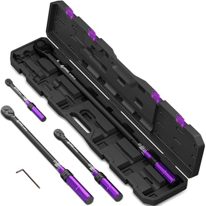 ANPUDS 4PCS Torque Wrench, 1/4 3/8 1/2 3/4-Inch Drive, ±3% Precision | 20-240in.lb,10-110 & 30-250 & 100-650 Ft.lb, Click Torque Wrench Set with Dual Range Scales for Bike, Motorcycle, Car, Truck - size: 20-240inlb+10-110Ft.lb+30-250Ft.lb+100-650Ft.lb