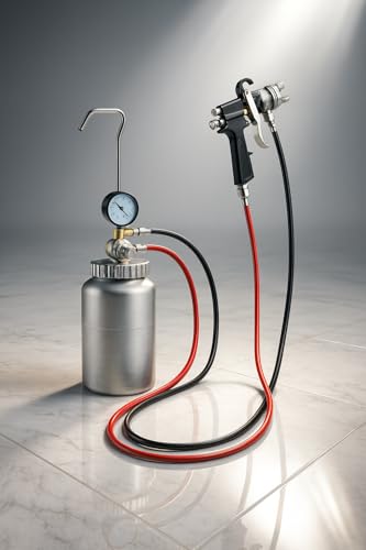 64 oz. Air Spray Gun Kit with Built-in Regulator, Adjustable Fan Pattern, Siphon Feed, 6.5 ft Hoses - Sprays with Pinpoint Accuracy for Quality Work on Industrial, Commercial, Farm, or Home Projects