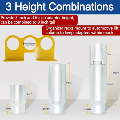 10315 Stack Truck Adapter Kit for Challenger Lifts CL10 E10 VS10 | Four 3" & Two 6" Stack Adapters with Organizer for Challenger Two Post Automotive Lifts (2-3/8" 60mm pin dia.)