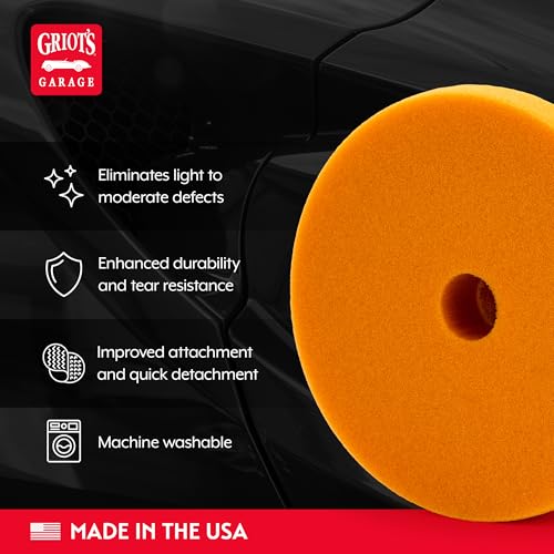 Griot's Garage Orange Foam Correcting Pads for Car Polishing and Detailing, Removes Light to Moderate Paint Defects, Durable, Machine-Washable, 10516, 5.5", Set of 2 - size: 5.5" Pads (Set of 2)