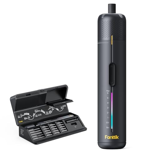 Fanttik S2 Pro Electric Screwdriver, Cordless Screwdriver Set, 7 Torque Settings, 0.5 to 6N.m, 20 Magnetic Bits, 1/4''Hex Shank, with 90° Angle Adapter, for Furniture, Household Repairs(Space Grey) - color: Space Grey