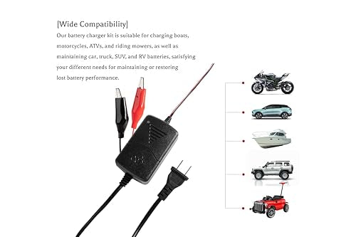 2Pc 12V 1000mA Automatic Battery Charger, Maintainer, Trickle and Desulfatorr with Short Circuit Protection…