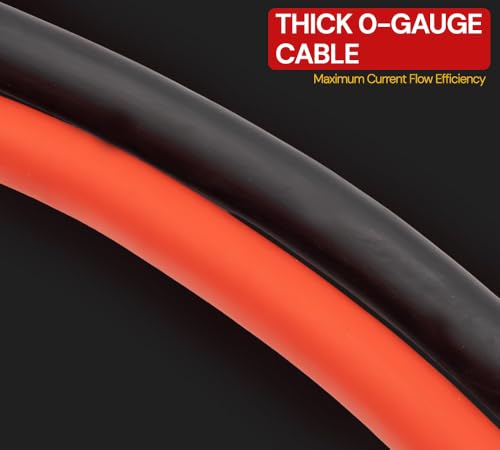 Mytee Products 2 Pack 0 Gauge 20 ft Jumper Cable - Heavy Duty 3000A Booster Cables with Iron Clamps, Copper Coated Aluminum Core & PVC Insulation for Cars, SUVs, Trucks, RVs - size: 2 - Pack