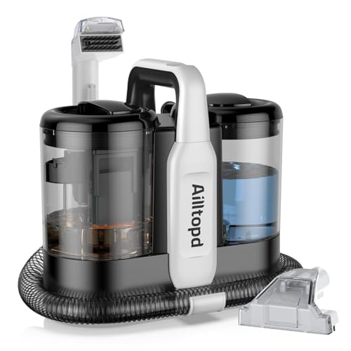 Portable Carpet & Upholstery Spot Cleaner, Powerful Deep Cleaning for Couchs, Upholstery and Furniture, Spot with Cleaning Solution - color: Black
