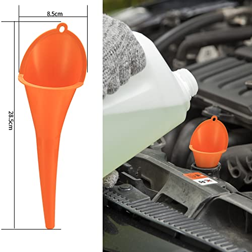 6 Pcs Automotive Funnels Set, Wide Mouth Fuel Funnels, Plastic Long Neck Oil Funnel, Flexible Right Angle Funnel, with Detachable Spout and Filter for Water/Gasoline/Coolant/Engine Oil