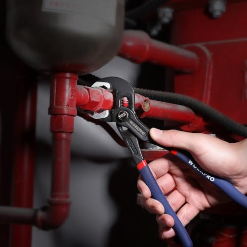 WORKPRO 2 Piece Groove Joint Pliers Set, 7 & 10-Inch Water Pump Pliers | CR-V Tongue and Groove Pliers with V-Jaw Design & Comfort Grips for Plumbing, Auto & Home Repair - size: 7 & 10-Inch
