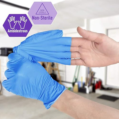 MED PRIDE Nitrile/Vinyl Blend Exam Gloves,Powder-Free,Blue,Large,100-Count - size: Large