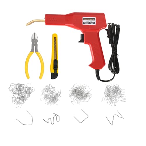 Car Plastic Welder, Vehicle Plastic Bumper Crack Repair Welder Gun Kit, 200PCS 4 Types Portable Automotive Hot Welding Staplers with Carry Case, Universal for SUV RV Truck