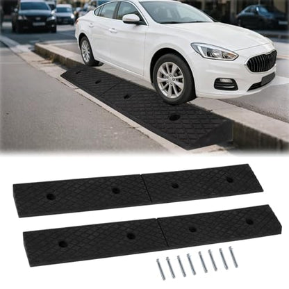 2" Curb Ramps for Driveway - PLSER Low Rubber Curb Driveway Ramp 4410 LBS/2T Capacity Vehicle Ramps for Motorcycle Car Bike Lawn Mowers Mobile,2PCS - size: 39.37"×5.91"×2"