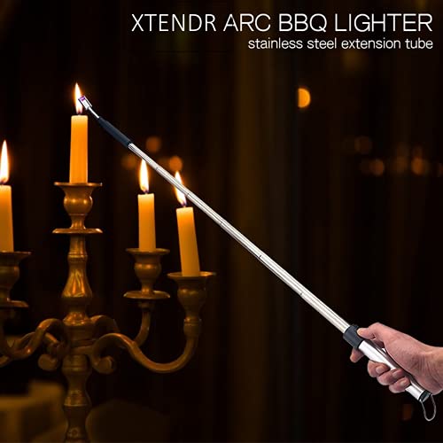 V2 Extendable 2.5 Feet. Arc Extra Long Lighter, Flameless Fireplace Stove Electric Candle Lighter, Long Neck for Pilot Light, Grilling, Firepit, Kitchen, BBQ (White) - color: White