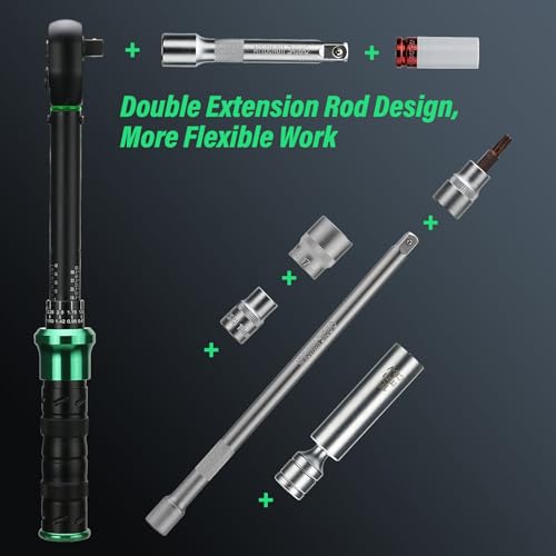 Torque Wrench Set 5-45ft lb(3/8),15-165Ft.lb, with 15PCS Hex Sockets, Spark Plug, Extensions for Automotive, Motorcycle, Industrial Maintenance - style: 15-165Ft.lb(15pcs)