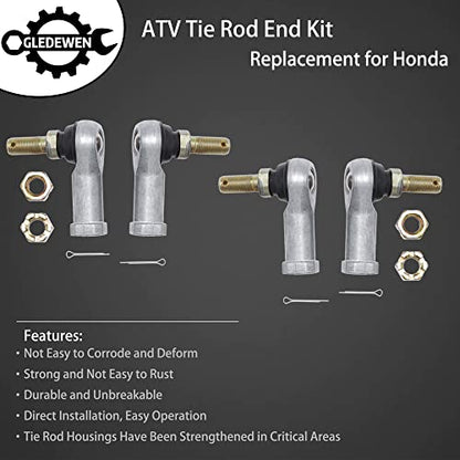 Tie Rod End Kit, Fit for 00-07 Honda Rancher 350/400, Ball Joint Set | Compatible With 00-06 Honda Fourtrax Rancher 350, 08-12 Can-Am Renegade, 08-15 Can-Am Outlander, 2 Tie Rods&4 Rod Ends - size: Honda Can-Am