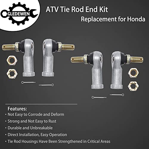 Tie Rod End Kit, Compatible With 1997-2017 Honda Foreman 400/450 / 500, 2001-2017 Honda Foreman Rubicon 500, Two Sets Ball Joint, ATV Accessories | 2001-2017 Honda Foreman Rubicon 500, Two Sets Ball Joint, ATV Accessories - size: 1997-2017 Honda Foreman